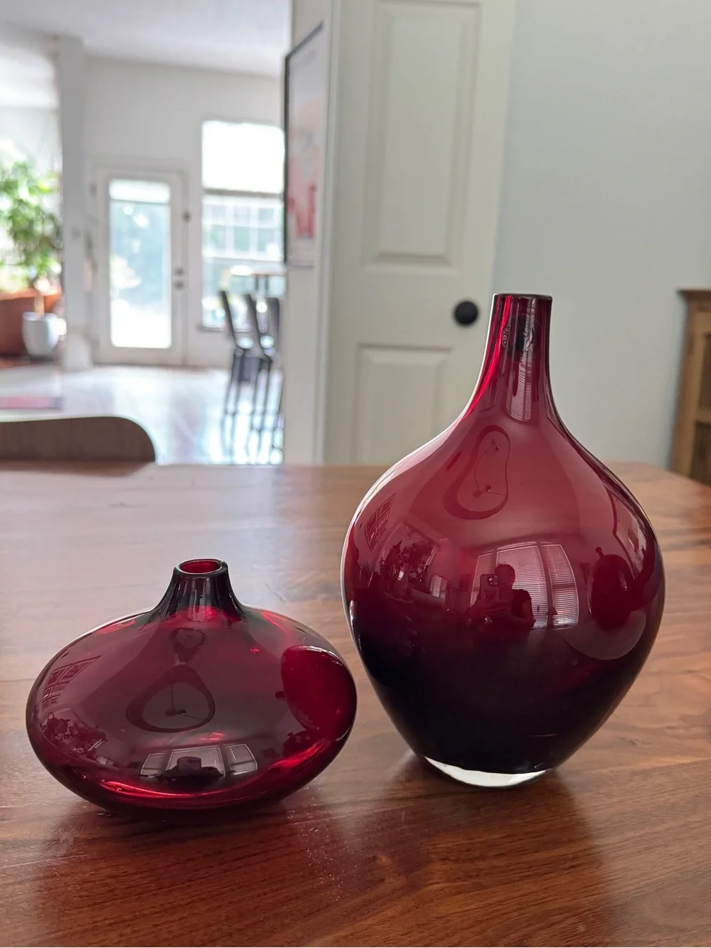 Ikea RUBY RED Salong Glass Bud VASES by Modernist Johanna Jelinek Set~2 Retired